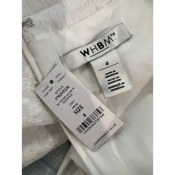 White House Black Market WHBM Fit and Flare Jacquard Dress White 4 - Picture 5 of 6